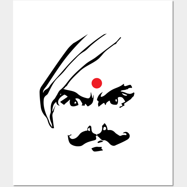 Bharathiyar Angry Face Tamil Poet Quote Wall Art by alltheprints